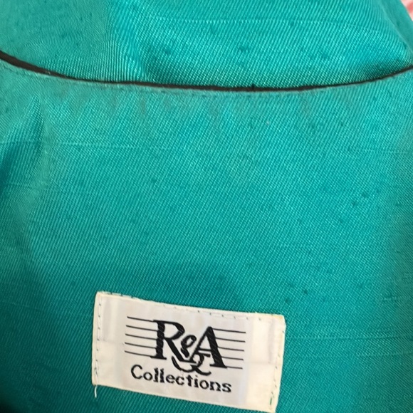Vintage Dress R&A Collections Green black Trim Collar Neck Front Button Front - Picture 15 of 15